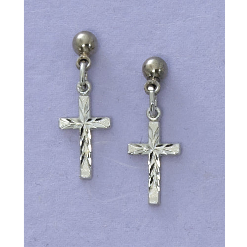 Rhodium Cross Earrings