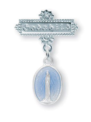 Sterling Silver Miraculous Medal Baby Pin