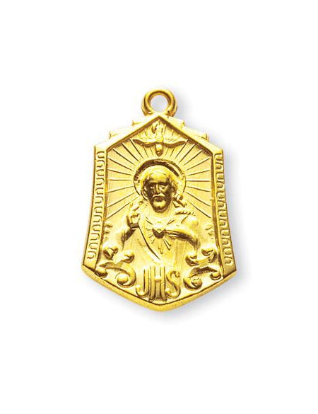 1-inch Gold Over Sterling Silver Scapular Medal with 24-inch Chain