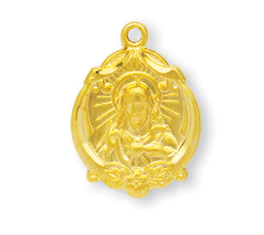 13/16-inch Gold Over Sterling Silver Scapular Medal with 18-inch Chain