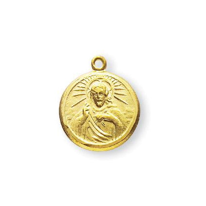 5/8-inch Gold Over Sterling Silver Scapular Medal with 18-inch Chain