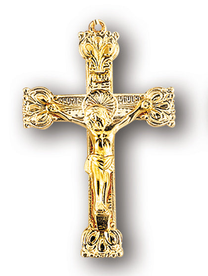 1 7/16-inch Gold Over Sterling Silver Crucifix with 24-inch Chain