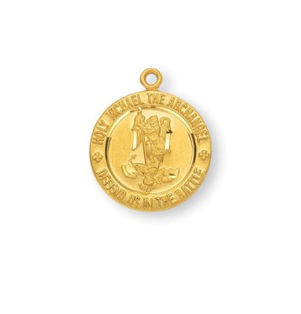 Gold Over Sterling Silver Round Saint Michael Medal