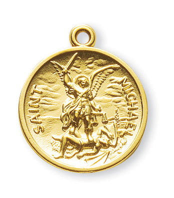 Gold over Sterling Silver Round Shaped Saint Michael Medal