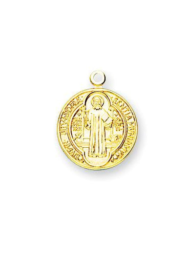 3/4-inch Gold Over Sterling Silver Saint Benedict Medal with 18-inch Chain