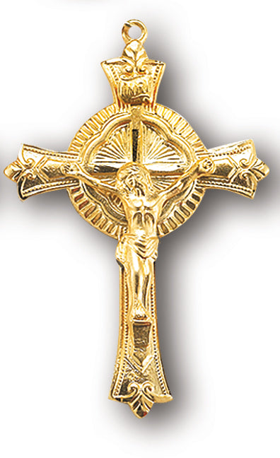 1 13/16-inch Gold Over Sterling Silver Crucifix with 24-inch Chain