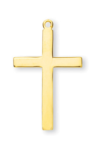 1 5/16-inch Gold Over Sterling Silver Plain Cross with 20-inch Chain