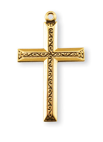 1 1/4-inch Gold Over Sterling Silver Cross with Black Enamel and 20-inch Chain