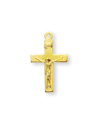 13/16-inch Gold Over Sterling Silver Crucifix with 18-inch Chain