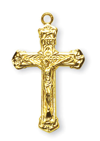1 1/4-inch Gold Over Sterling Silver Crucifix with 20-inch Chain