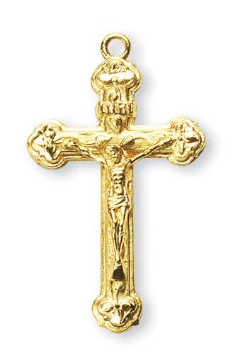 1 3/8-inch Gold Over Sterling Silver Crucifix with 20-inch Chain