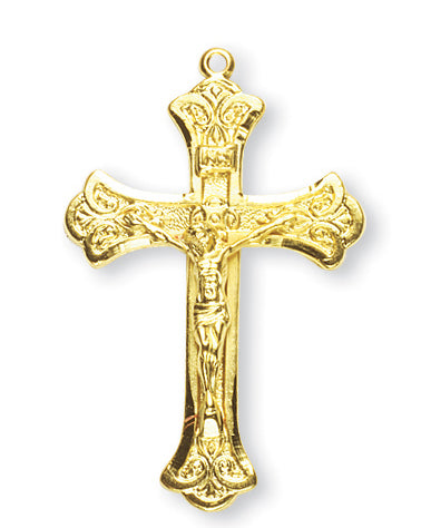 1 3/8-inch Gold Over Sterling Silver Crucifix with 20-inch Chain