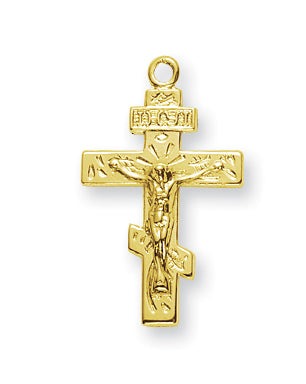 3/4-inch Gold Over Sterling Silver Crucifix with 18-inch Chain
