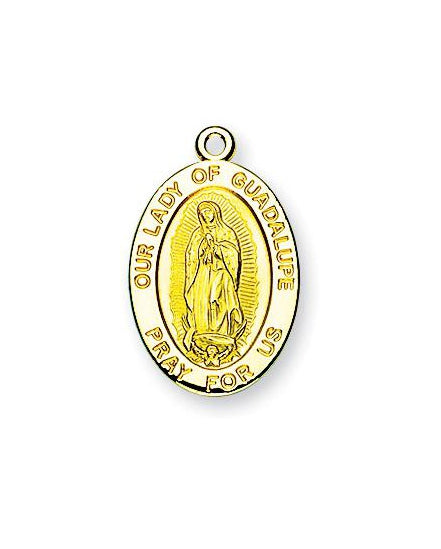 7/8-inch Gold Over Sterling Silver Our Lady of Guadalupe Medal with 18-inch Chain