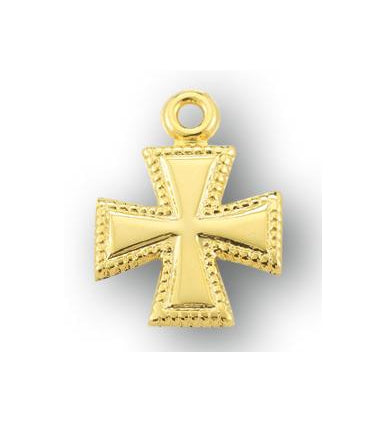 5/8-inch Gold Over Sterling Silver Cross with 18-inch Chain