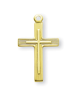 1-inch Gold Over Sterling Silver Cross with 18-inch Chain