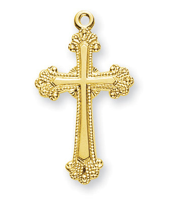 1 1/8-inch Gold Over Sterling Silver Cross with 18-inch Chain