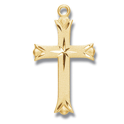 1 1/4-inch Gold Over Sterling Silver Cross with 18-inch Chain