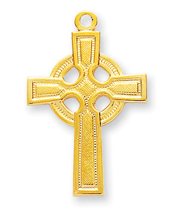 Gold Over Sterling Silver Celtic Cross with 18-inch Chain