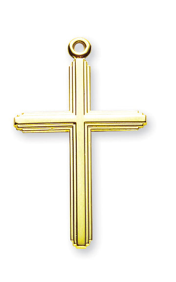 1 1/2-inch Gold Over Sterling Silver Inlay Cross with 20-inch Chain and Box