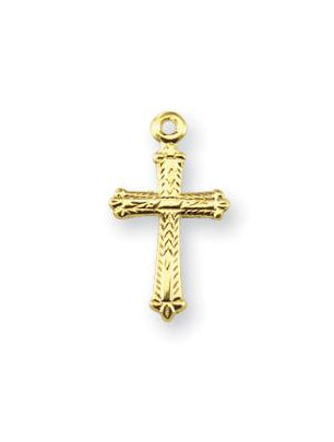 5/8-inch Gold Over Sterling Silver Cross with 16-inch Chain