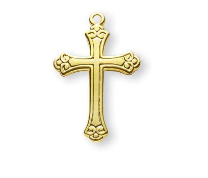 3/4-inch Gold Over Sterling Silver Cross with 18-inch Chain