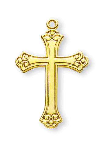 1 1/8-inch Gold Over Sterling Silver Cross with 18-inch Chain