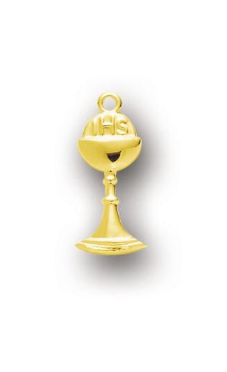 13/16-inch Gold Over Sterling Silver Chalice Pendant with 18-inch Chain