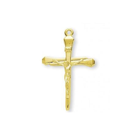 1 3/8-inch Gold Over Sterling Silver Nail Crucifix with 18-inch Chain