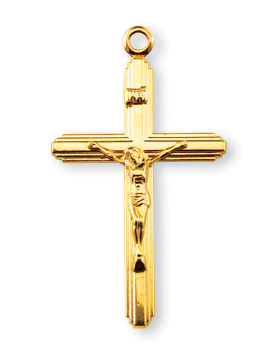 1 1/2-inch Gold Over Sterling Silver Crucifix with 24-inch Chain
