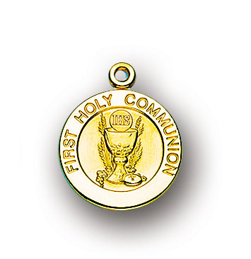 3/4-inch Gold Over Sterling Silver First Holy Communion Pendant with 18-inch Chain