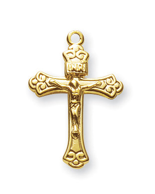 3/4' Gold Over Sterling Silver Crucifix with 18-inch Chain