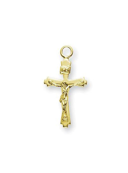 7/8-inch Gold Over Sterling Silver Crucifix with 18-inch Chain