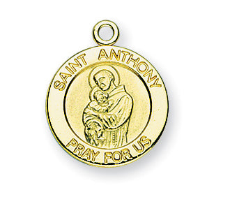 Gold over Sterling Silver Round Shaped Saint Anthony Medal