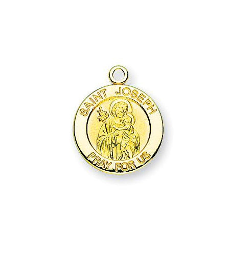 Gold over Sterling Silver Round Shaped Saint Joseph Medal