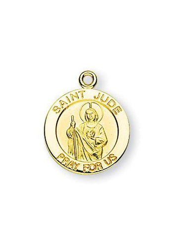 Gold over Sterling Silver Round Shaped Saint Jude Medal