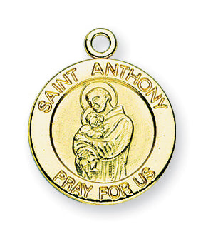 Gold over Sterling Silver Round Shaped Saint Anthony Medal