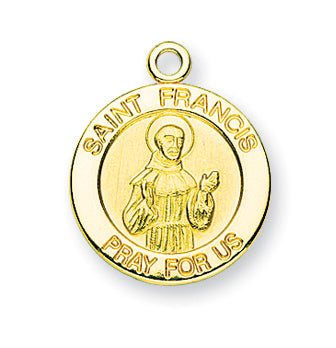 Gold over Sterling Silver Round Shaped Saint Francis Medal