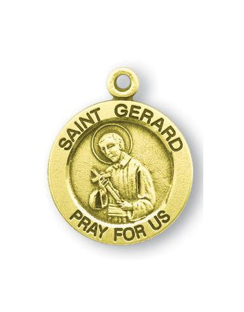 Gold over Sterling Silver Round Shaped Saint Gerard Medal