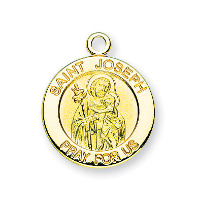 Gold over Sterling Silver Round Shaped Saint Joseph Medal