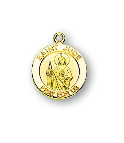 Gold over Sterling Silver Round Shaped Saint Jude Medal