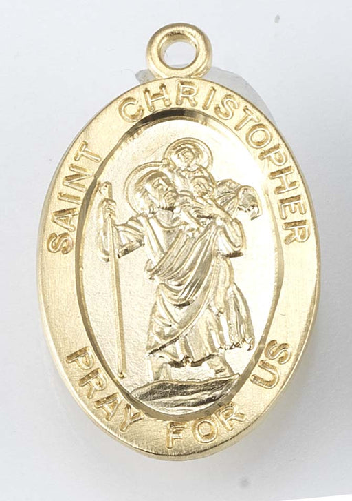 Gold over Sterling Silver Oval Saint Christopher Medal