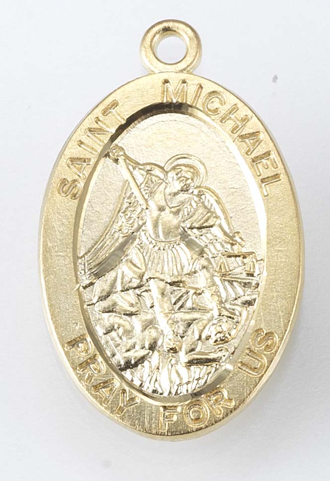 Gold over Sterling Silver Oval Saint Michael Medal