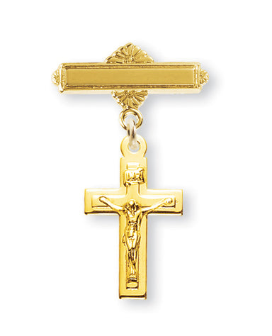 Gold over Sterling Silver Baby Crucifix Pin