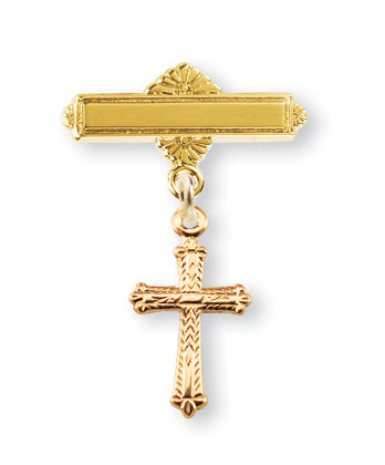 Gold over Sterling Silver Baby Cross Pin
