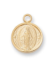 Gold over Silver Miraculous Medal 16-inchNecklace Set