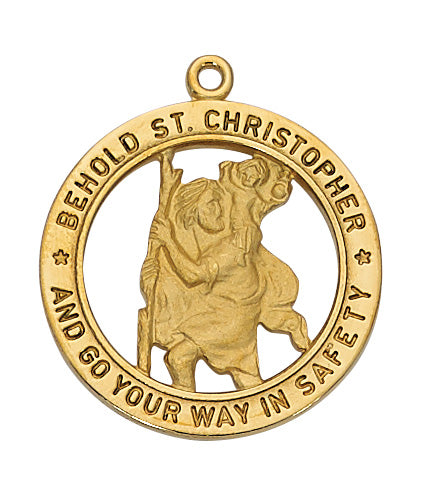 Gold over Silver Saint Christopher with 24-inch Chain