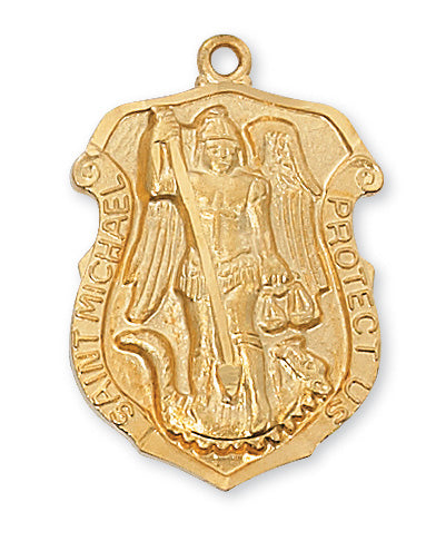 Gold over Silver Saint Michael with 24-inch Chain
