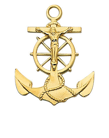 Gold over Silver Anchor/Crucifix with 24-inch Chain