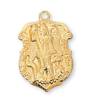 Gold over Silver Saint Michael with 18-inch Chain